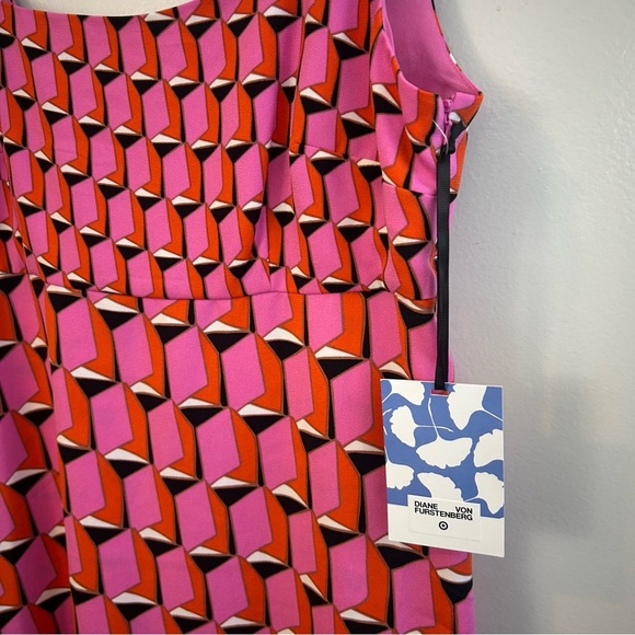 NWT Diane Von Furstenberg Pink Geometric Sleeveless Mini Dress Size 12 Target - Picture 5 of 8